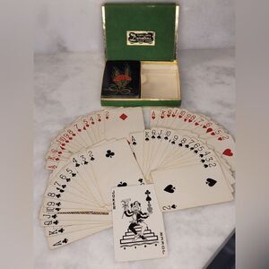 Duratone Plastic Coated Double Deck Vintage Playing Cards with Case